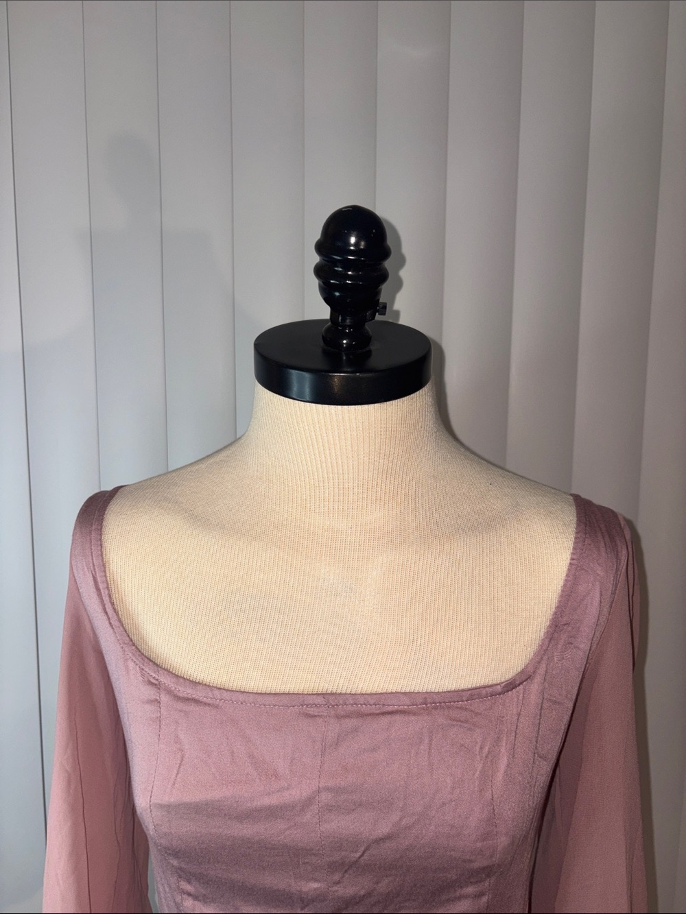 Urban Outfitters Lena Sheer Sleeve Corset Blouse Dusty Pink Medium - Picture 2 of 6